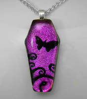 Magenta Coffin Glass Pendant