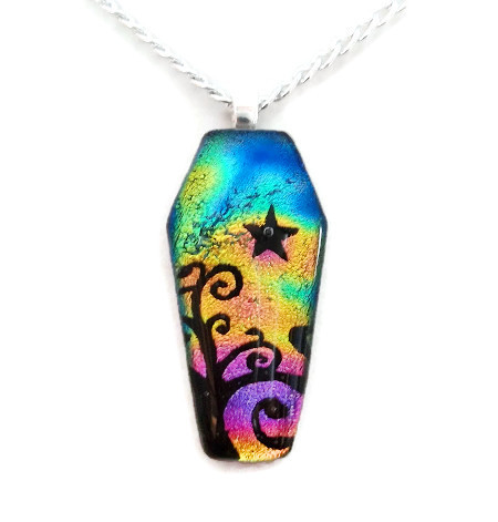 Rainbow Glass Coffin Pendant