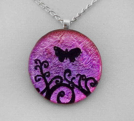 Magenta Butterfly Swirls Glass