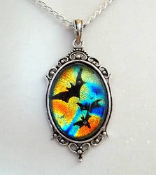 Colorful Bats Glass Pendant