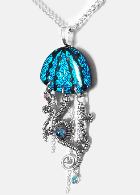 Jellyfish Fused Glass Pendant