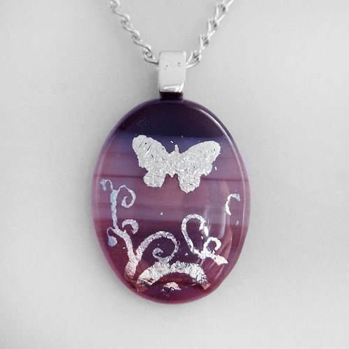 Purple Butterfly Glass Pendant