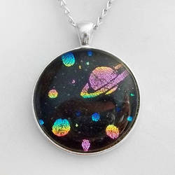 Round Space Glass Pendant by HoneyCatJewelry