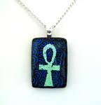 Double Dichroic Ankh Fused Glass Pendant by HoneyCatJewelry