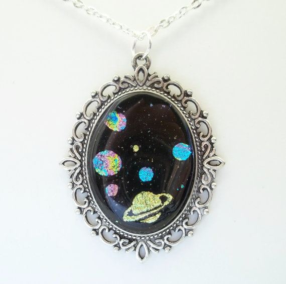 GALAXY SPACE DICHROIC FUSED GLASS PENDANT