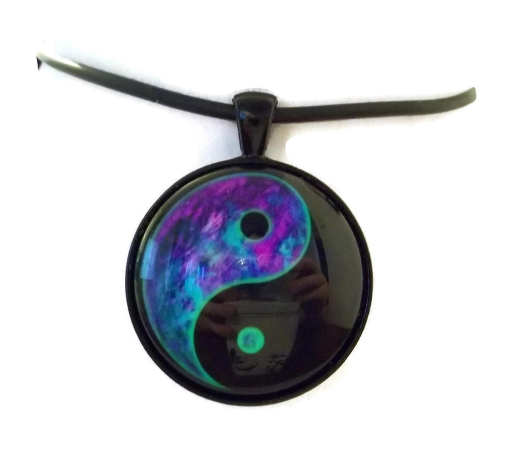 Blue and Purple Metallic  YinYang Pendant