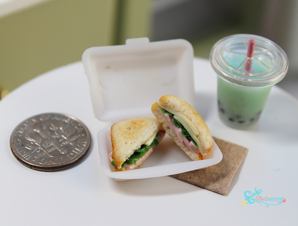 Ham and Swiss Sandwich With Bubble Tea