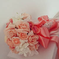 Pink Peach Hand Bouquet Craft