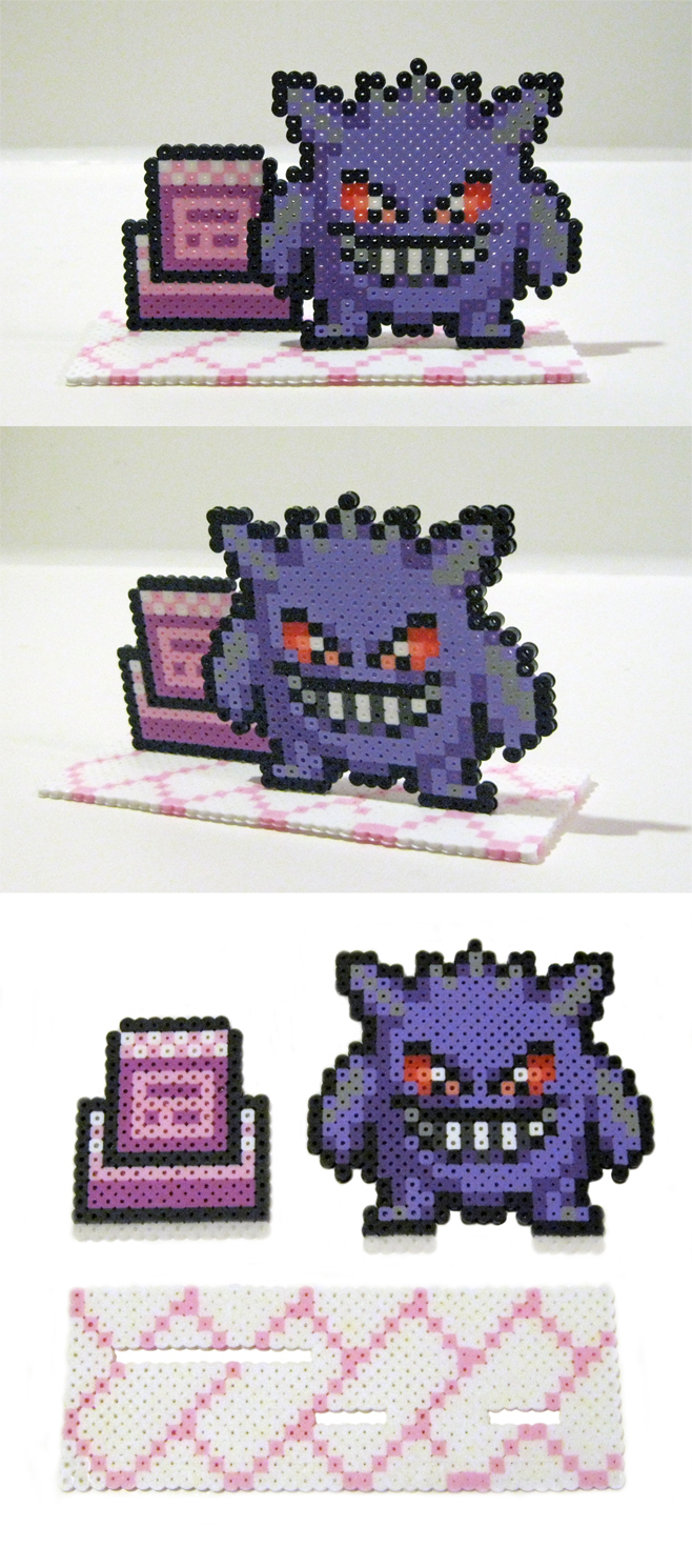 Perler Bead Gengar with Pokemon Tower Stand