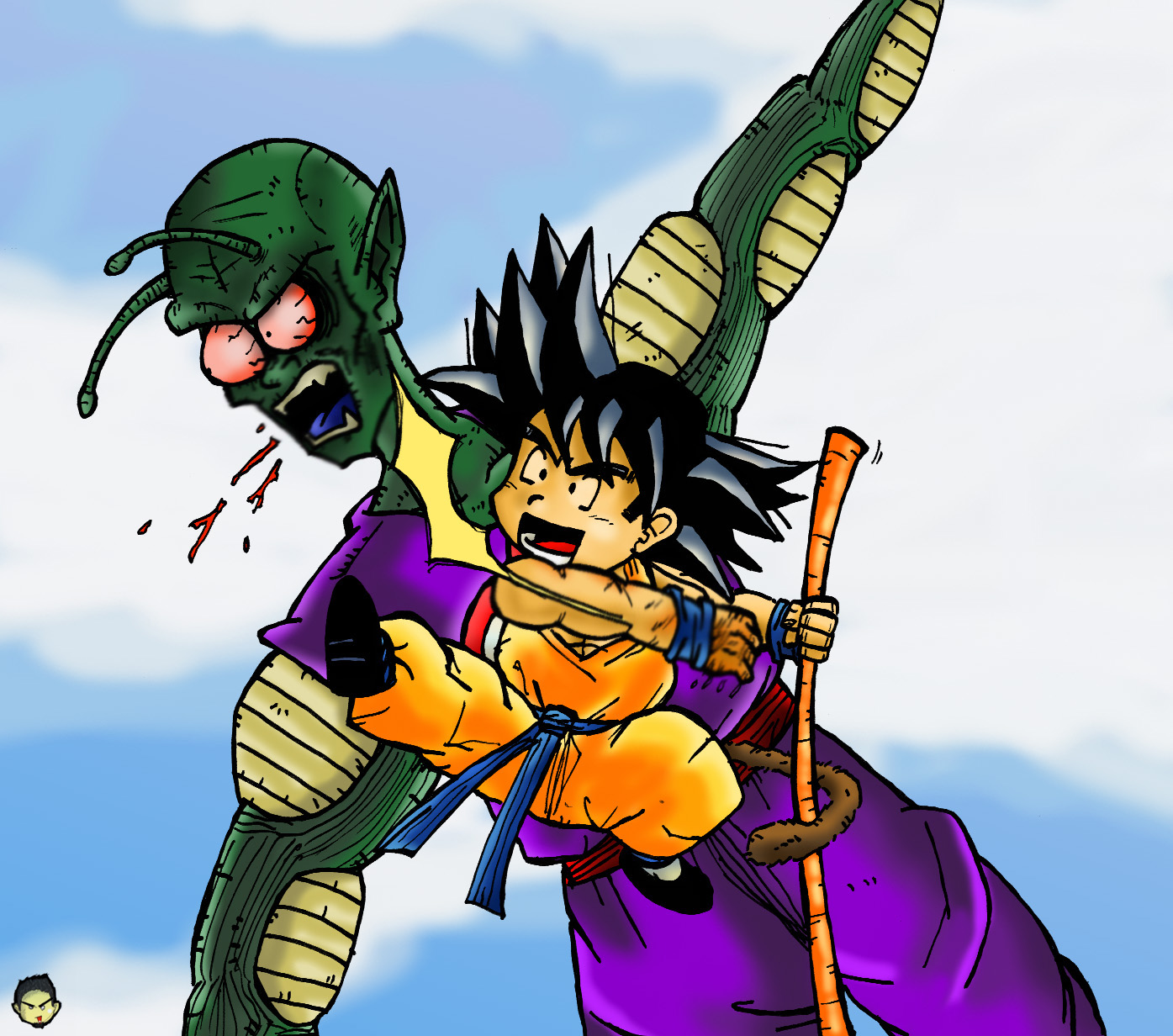 After a long and gruesome battle with the demon king, goku uses his maximum...