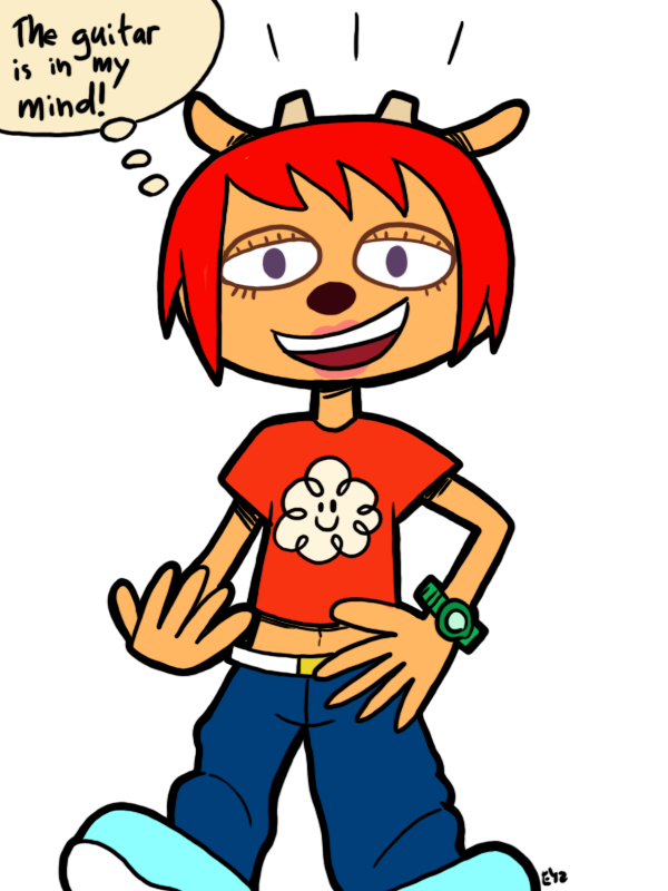 262568 - safe, artist:imrachets, lammy (parappa the rapper), parappa ( parappa the rapper), bovid, canine, caprine, cat, dog, feline, lamb,  mammal, sheep, anthro, parappa the rapper, um jammer lammy, beanie, blonde  hair, blue