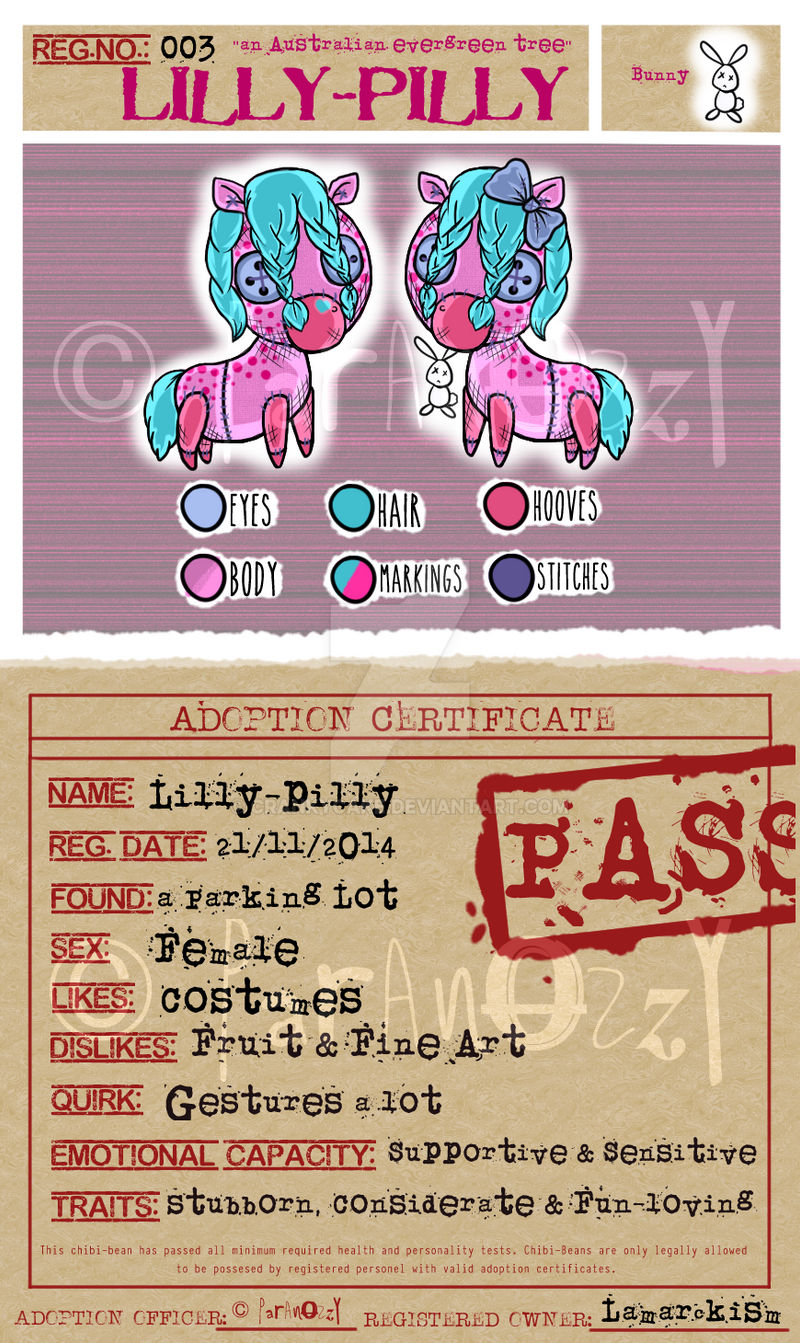SOLD_Adoption Sheet Chibi-Bean #003 Lilly-Pilly by CrankyCake on DeviantArt