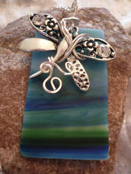 Silver Wire Wrapped Butterfly with Sea Glass