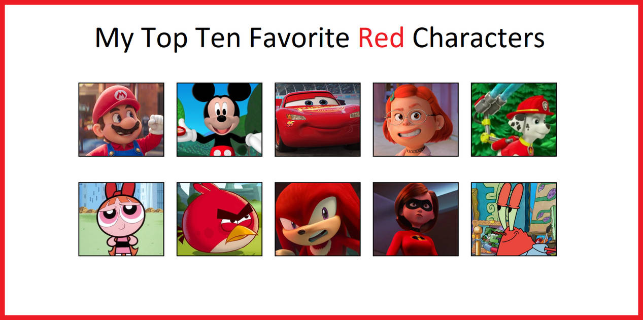 My Top 10 Favorite Red Characters by JalynR0128 on DeviantArt