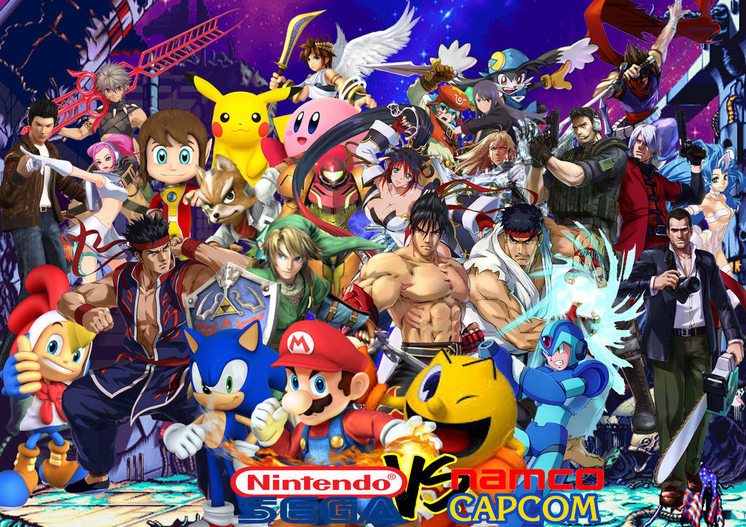 Игры сега нинтендо. Namco x Capcom. Sega vs Capcom. Сега против Нинтендо. Персонажи игр сега.