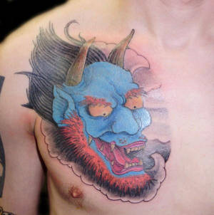 Oni cover-up tattoo