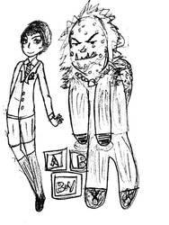 Wimpy school kid and some scary man beast
