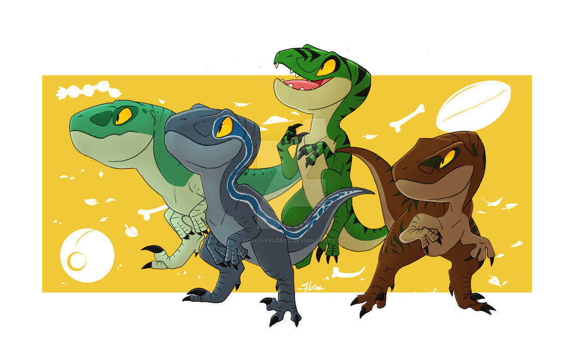 Jurassic Print - Baby Raptor Squad by RoFlo-Felorez on DeviantArt