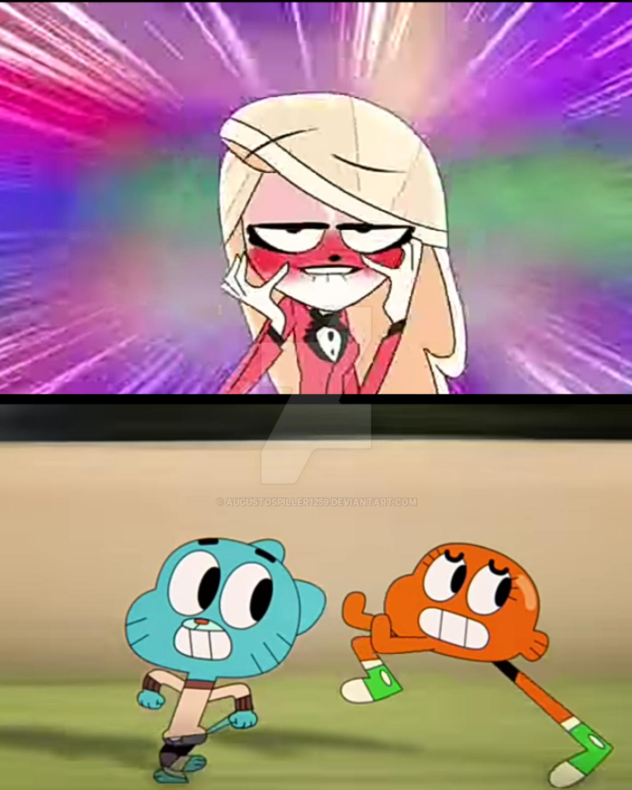 Gumball and Darwin running from Charlie by augustospiller1259 on DeviantArt