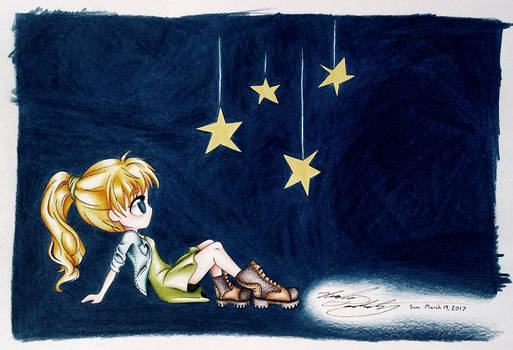 Little girl gazing at the stars