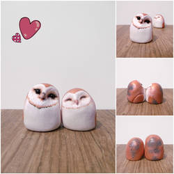 Valentines Day cuddling owls- SOLD