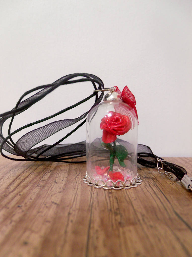 SOLD Enchanted Rose in Glass Dome Pendant by MyselfMasked