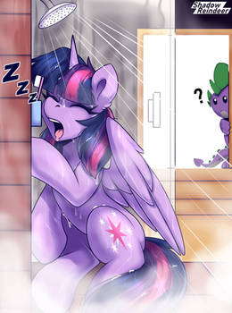 Twilight fell asleep in the shower
