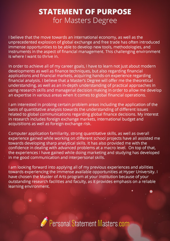 Statement of Purpose for Masters Degree by MasterPSSamples on DeviantArt