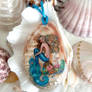 Mermaid Swirls Handpainted Pendant Necklace