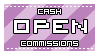 cash commissions OPEN stamp