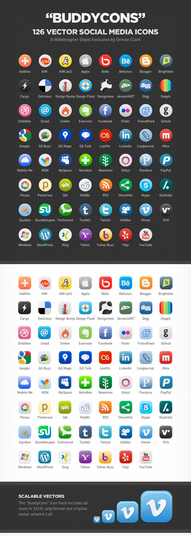 social media icons with names