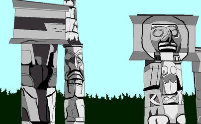Graphic Design Totem Poles by Machaeroides