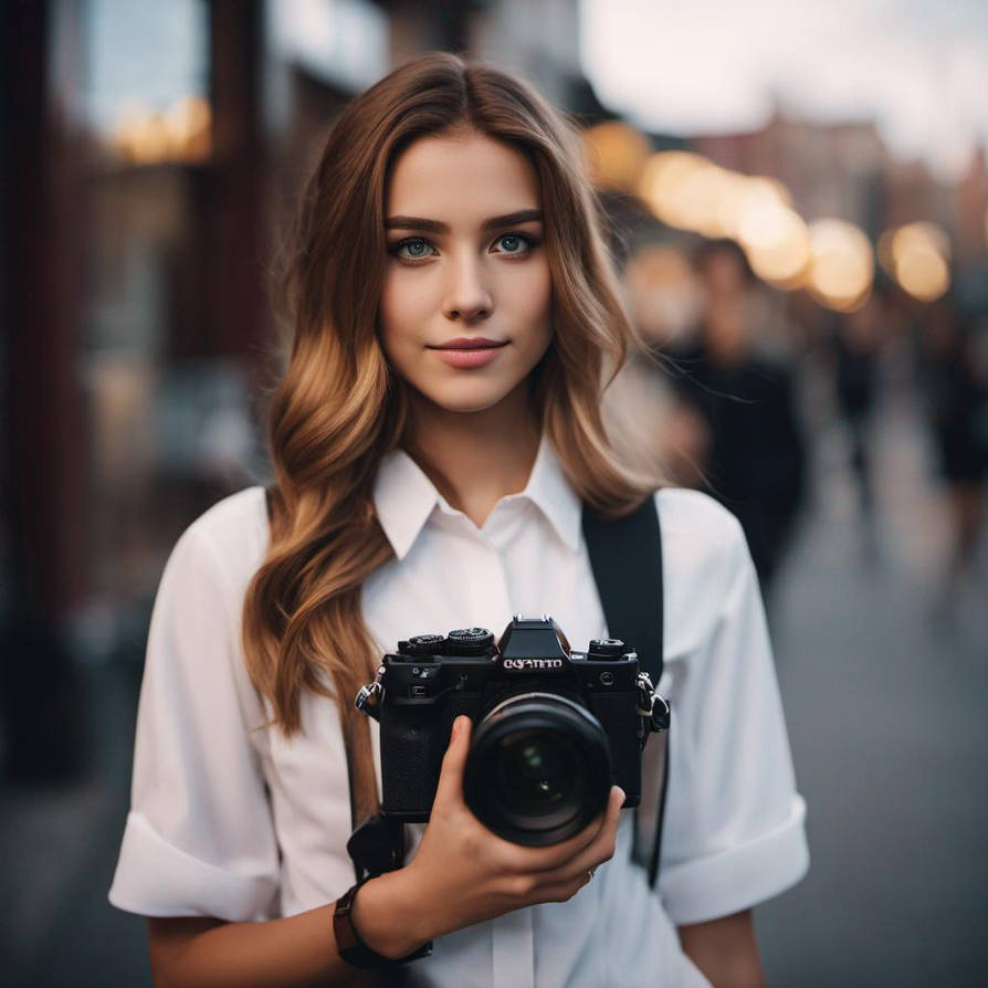 girl holding camera by plantatreeforme on DeviantArt