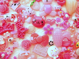 Pink 100 MIX Cabochons Charms