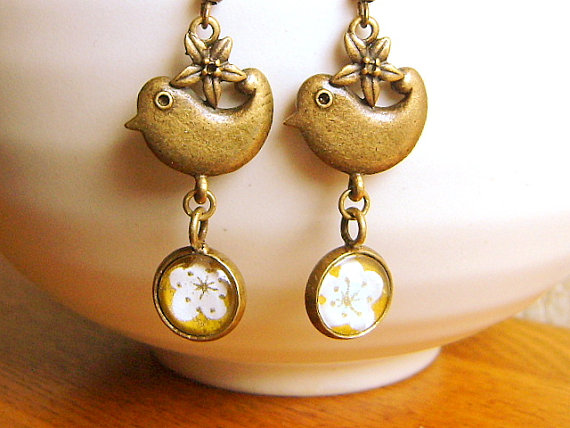 Plum Blossoms and Birds Earrings