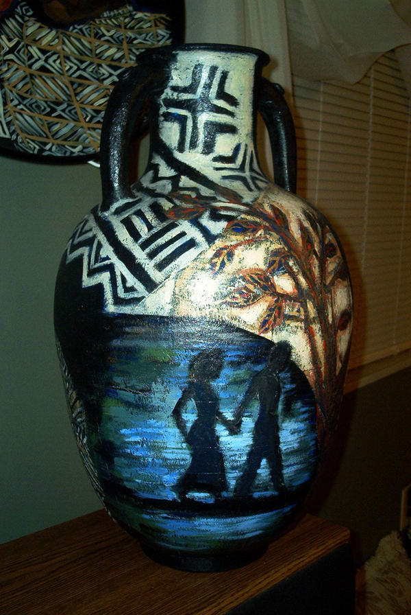 Rear view of vase