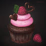 Cupcake with raspberry cream