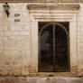 Door on the stone facade