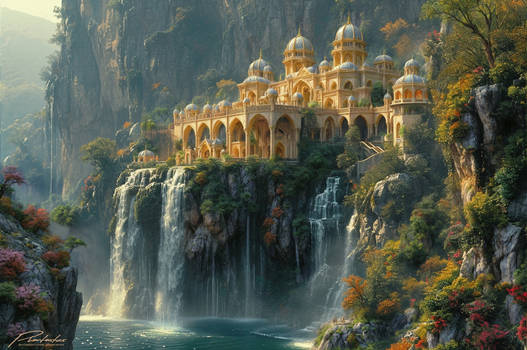 Elven Grandeur by the Waterfall