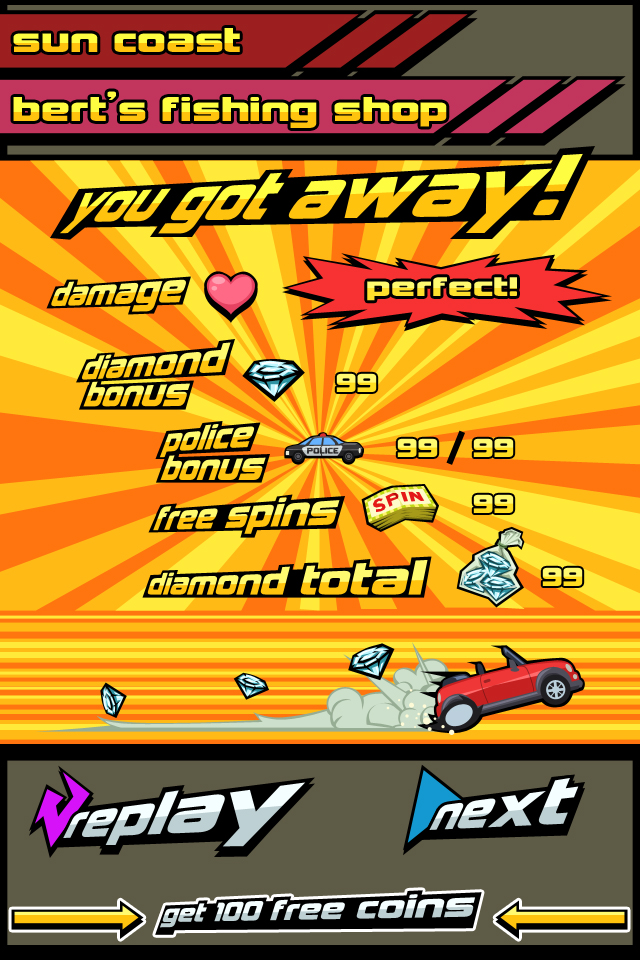 Mockup screenshot - dodging racer - results screen