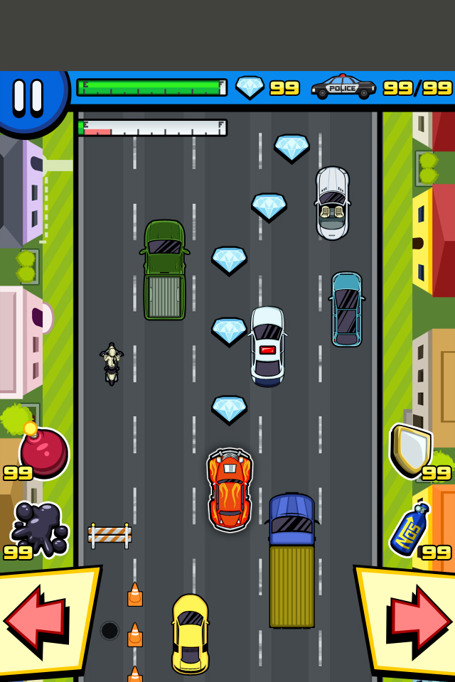 Mockup screenshot - dodging racer - in game