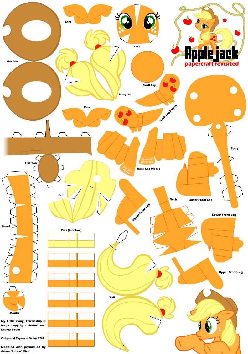 Applejack Cap Pattern Applejack 2 Papercraft Pattern by Rettro on DeviantArt