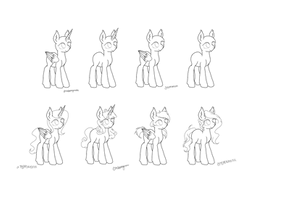 Pony sheet f2u w Manes LINEART