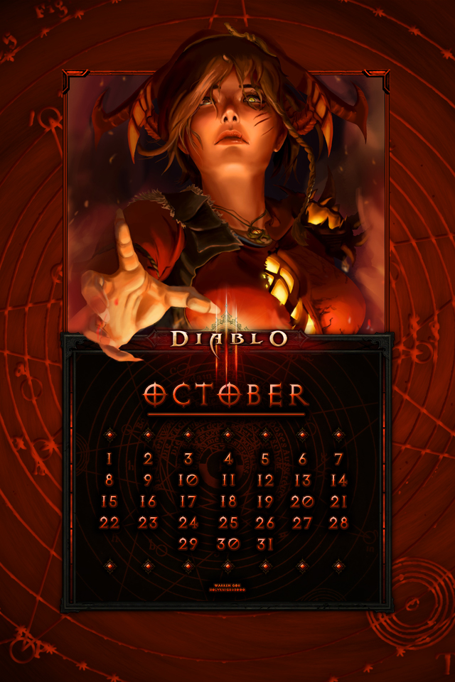 Wallpaper Uni Calendar 37 October Leah (Art by Warren Goh