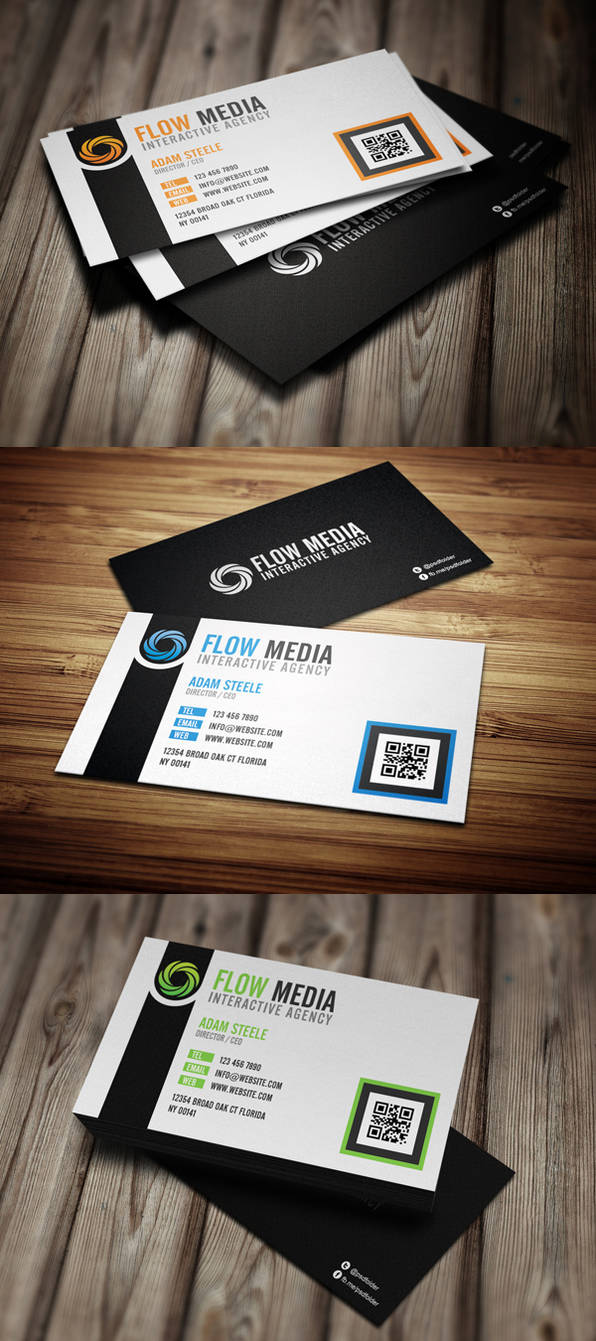 Free PSD: Flow Business Cards in 3 Colors by thearslan