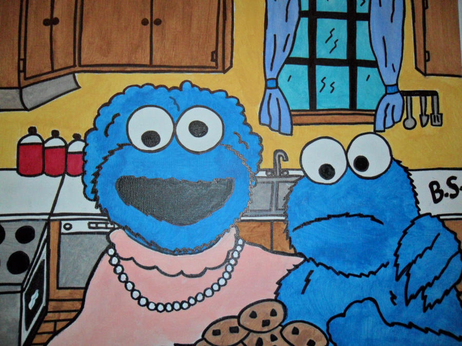 Cookie Monster and his mom