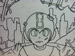 Megaman in a War Torn City outline by sampson1721