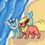 Flareon and Vaporeon