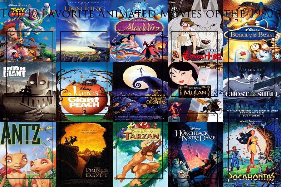 Top 10 Animated Movies of the 1990's Meme