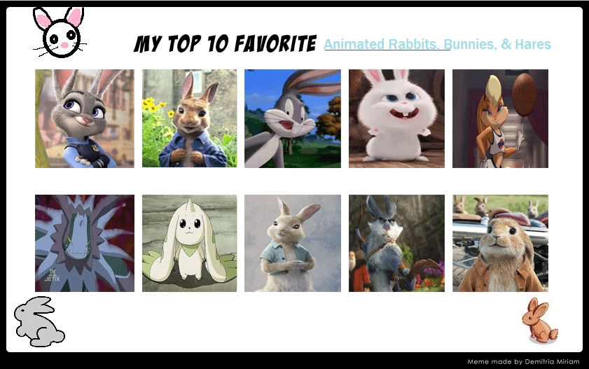 Top 10 Favorite Animated Rabbits by JackSkellington416 on DeviantArt